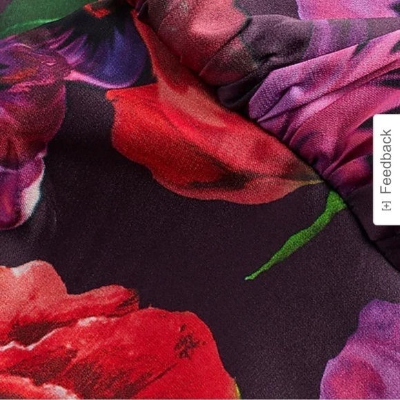 🎁Express Satin Floral One Shoulder Tie Waist Top size Small - Picture 2 of 7